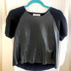 Zara Black leather front top. Size L